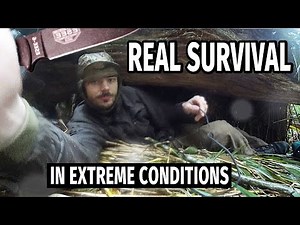 6 Day SURVIVAL in RAINSTORM (knife & paracord Only) - NO Food, NO Shelter Challenge
