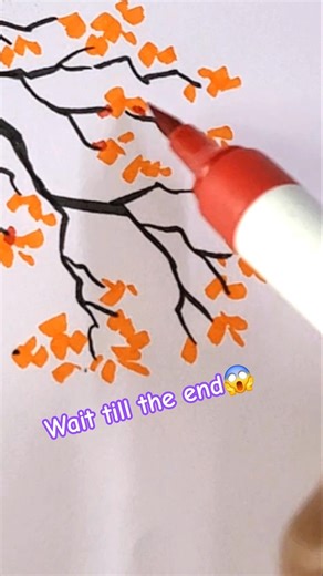 Blossom Flower tree scenery drawing easy #shorts #ytshorts #easypainting #viral #satisfying