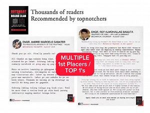 Don't know how to start the review? Poor memory? Time management? Poor study habits? Always distracted? Don't worry, we got you! 📕🖤 #BoardExamTips #PassTheBoardExam #OutsmartTheBoardExam #BoardExamStrategy Outsmart the Board Exam explained in 1 minute. 📕 𝙊𝙪𝙩𝙨𝙢𝙖𝙧𝙩 𝙩𝙝𝙚 𝘽𝙤𝙖𝙧𝙙 𝙀𝙭𝙖𝙢 | Board Exam Tips & Illustrations - Tried, tested, recommended by thousands of readers and numerous board exam topnotchers (𝗶𝗻𝗰𝗹𝘂𝗱𝗶𝗻𝗴 𝗺𝘂𝗹𝘁𝗶𝗽𝗹𝗲 𝟭𝘀𝘁 𝗣𝗹𝗮𝗰𝗲𝗿𝘀) 📕🏆 The Truste