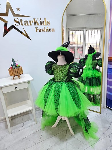 Toddler Girl Witch Costume: Green & Black Tulle Dress With Hat - Etsy