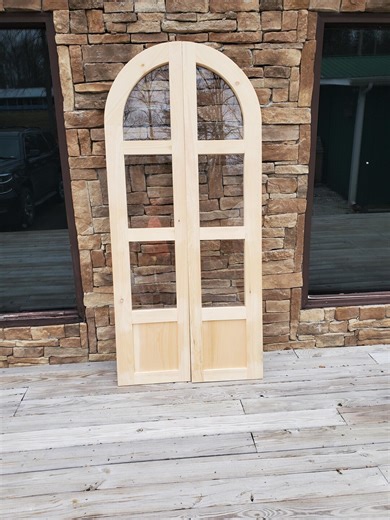 European Style Handcrafted Arched French Doors: 3 Lite Custom Made Solid Wood Doors - Etsy