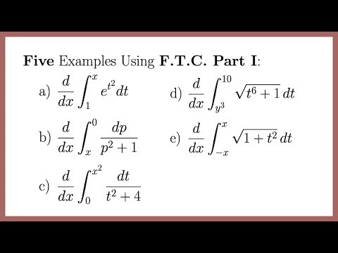 Five Examples Using Part I of the Fundamental Theorem of Calculus