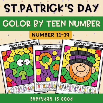 St. Patrick’s Day Color by Teen Number 11–19 | Number Recognition Worksheets