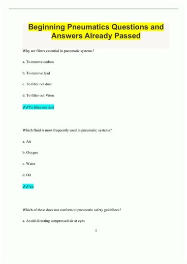 Beginning Pneumatics Questions and Answers Already Passed3294