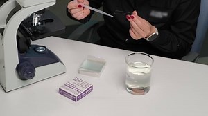 Scientist Preparing Microscope Slide for Analysis