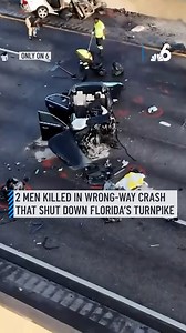 Chilling new video captured the moments after a wrong-way crash on the Florida Turnpike killed two men early Monday morning. According to the Florida Highway Patrol, the fatal crash happened just before 1 a.m. about half a mile south of State Road 814. NBC6 spoke with a woman who got out of her car, called 911 and tried to help the victims. Details: http://on.nbc6.com/HLu3emQ #crash #florida #fhp #trooper | NBC 6