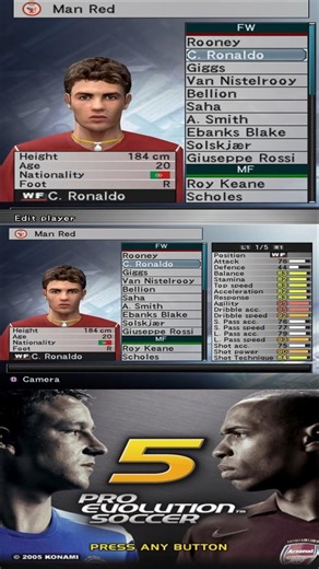 Manchester United Full Squad in PES 5 - Full Team & Player Stats (Pro Evolution Soccer 5)