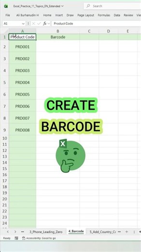 How to Create Barcodes in Excel (Fast & Easy!) 📊 #excel #exceltips #excelhacks