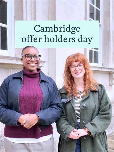 Congratulations to everyone who's received an offer to study at Cambridge! 🎉 Today, we're sending out offers for undergraduate study for entry this autumn. The application process was hugely competitive and we were really inspired to see so many talented applicants – thank you to everyone who applied! Find out more about application outcomes and what happens next through the link in our bio 🔗 📹 Many thanks to Layo from @Sidney Sussex Outreach and Emily of @St Catharine’s College #CambridgeUni