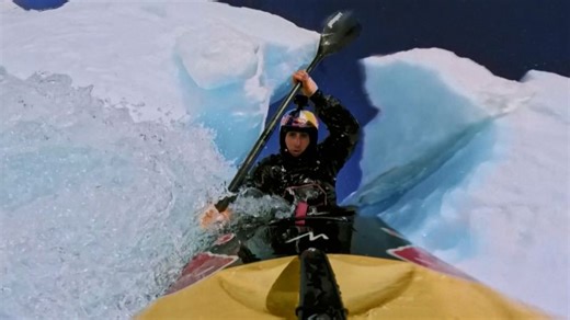 See kayaker descend ice waterfall, breaking world record