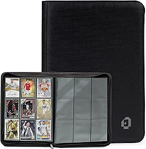 Trading Card Binder 9 Pocket – Holds 360 Sports, TCG, MTG, Game, Credit, Coupon, Gift and Business cards – Double-sided sheets – Card Collection Binder makes a Great Card Book, TLB_112