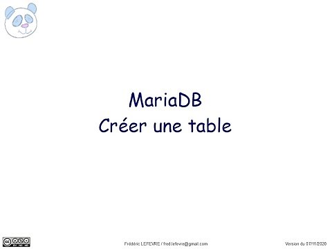 MariaDB - Créer une table