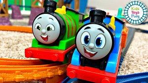 We opened up the new Percy's Package Round-up set, and decided to add all of our All Engines Go motorized train sets together, to make one giant track! Then we put as many Thomas and Friends motorized trains on it at once. | Kids Toys Play