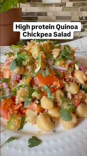 Fresh, zesty, and packed with protein - Quinoa Chickpea Salad. — it’s vegan, gluten-free & healthy