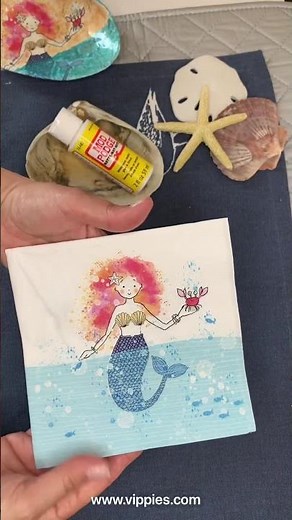 Decoupage a seashell / with napkins and Mod Podge / #shorts #YouTubeShorts