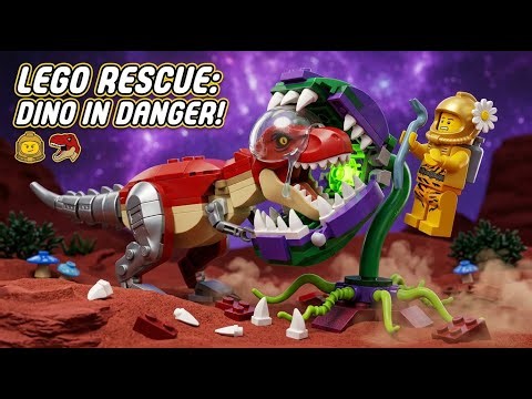 Primal Bricks | Daring Lego T-REX Dinosaur Escape From A GIANT Alien Carnivorous Plant!