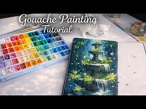 Gouache Art tutorial | Forest scene | Step by Step