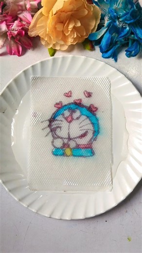 Doraemon tissue paper art #art #shorts #tissuepaper