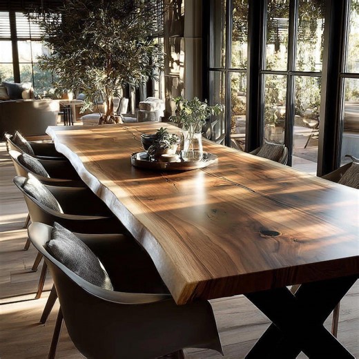 Solid Walnut Live Edge Dining Table – Handmade Modern Rustic Furniture - Etsy Canada