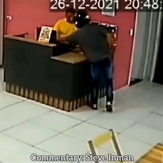 A robber gets offered a seat, right before transforming into a human piñata.
