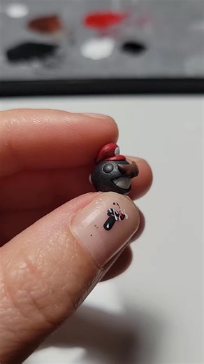 I made a mini Mario Chain Chomp 🖤 - #polymerclay #supermario #miniature #art #fyp