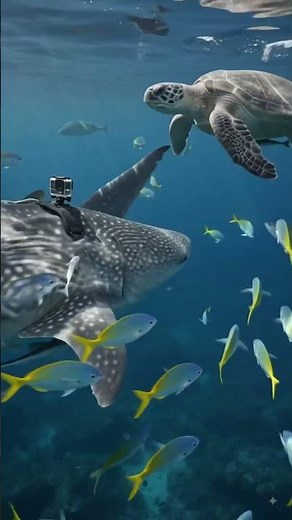 🦈📹 Tiny Camera on a Whale Shark! | Secret Deep Ocean Adventure 😱🌊 #shortsfeed
