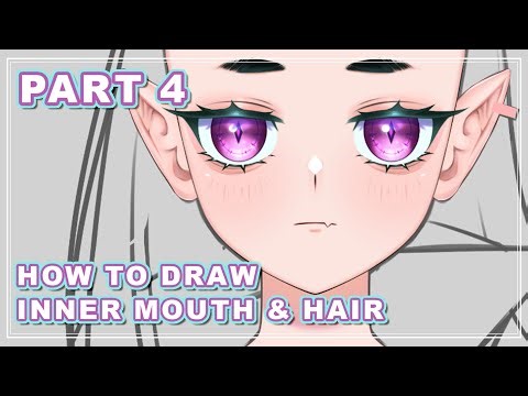 [How to make Vtuber model] How to draw vtuber model inner mouth & hair | Live2D | Part 4