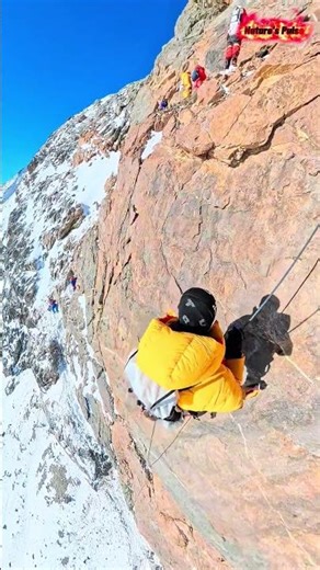 Training For Everest: Rope Descent On A Snowy Cliff #everest #rappelling #mountaineering