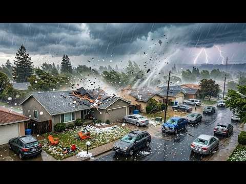 California Battered Today! Severe Hail Storm Damages Homes and Cars in Modesto, USA