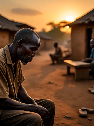 African man teaching the Gospel to children in a traditional village, warm sunrise light, kids sitting and listening attentively, peaceful and inspiring atmosphere, realistic textures, cinematic, happy and motivational scene, traditional village background, African culture elements, emotional and uplifting #motivation #fyp2020 #viral #sagesse #histoire