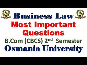 Business Law Important Questions for B.Com 2nd Semester Osmania University || Business Law || #bcom