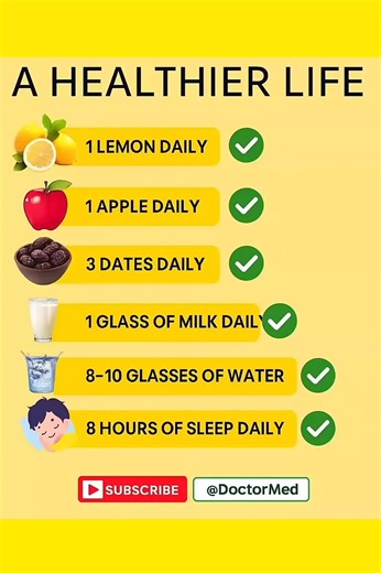 Stop Ignoring These 6 Simple Habits Ready to transform your body? Discover the ultimate 6-step health checklist for a better life . These simple daily habits—from lemons to better sleep—are the foundation for natural wellness and longevity. In this video, we break down a science-backed daily routine designed for maximum energy and health. We cover why these 6 specific habits (including dates, apples, and hydration) are essential for your daily wellness journey. Whether you're a beginner or a fit