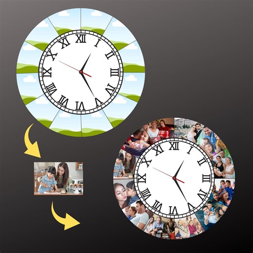 Editable Canva Clock Photo Collage – Custom Clock Photo Frame, Drag & Drop Canva Template, Personalized Printable Photo Collage - Etsy