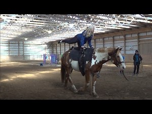 Trying equestrian vaulting at Muddy Creek Meadows Riding Stable