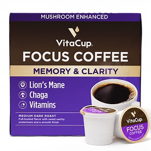 VitaCup Focus Coffee Pods - Mushroom Enhanced Coffee Pods for Improved Focus & Clarity
