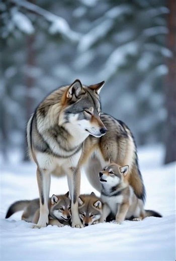 "Nature Up Close: 5 Wolves and Their Playful Pups"