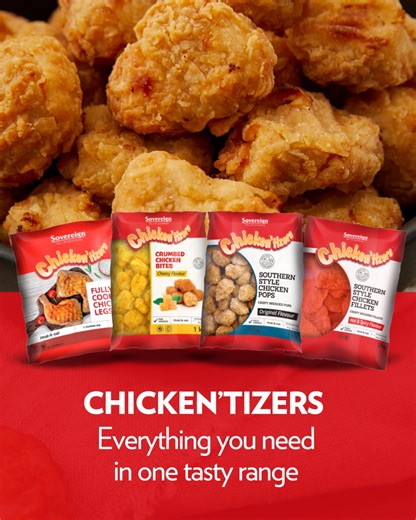 Meet Chicken’tizers - the range that has something for everyone! 🍗 Fully-cooked & par-cooked convenience 🍗 Four flavour options What’s on the menu this week? Take a bite out of the Chicken’tizers range: https://sovereign.co.za/products/chickentizers/ | Sovereign Investments