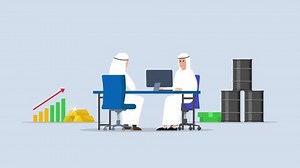 clip-1101928943-oil-barrels-gold-ingots-money-arab-muslim