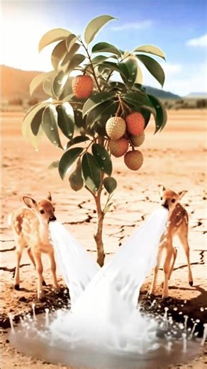 The deer saved the litchi tree from drying up by seeing water#ai #tree #save #plants #wateraicartoon