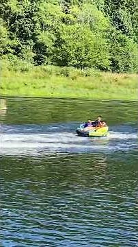 First time -Jet ski pulling tube ride with twins