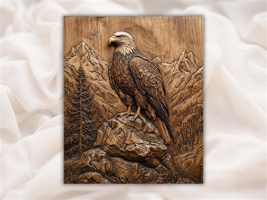 Bald Eagle STL Relief | Mountain Wildlife 3D Carving File for CNC Router | Rustic Cabin Lodge Wall Art Panel | Home Decor - Etsy