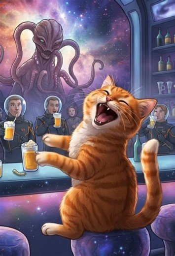 Cosmic cat laugh. #cosmicbar #cat #alien