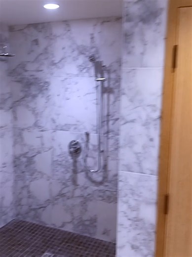 Carrara marble walk-in shower install. Clean lines. Flawless finish. Precision at its Best. #TileLife #BathroomRemodel #Craftsmanship#oneprecision