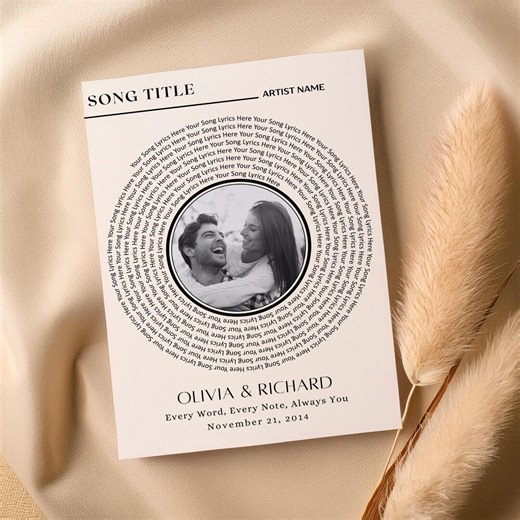 Custom Vinyl Record Song Lyrics Print, Personalized Song Lyrics With Photo, Customized Anniversary Gift, Valentine Gift, DIGITAL DOWNLOAD - Etsy