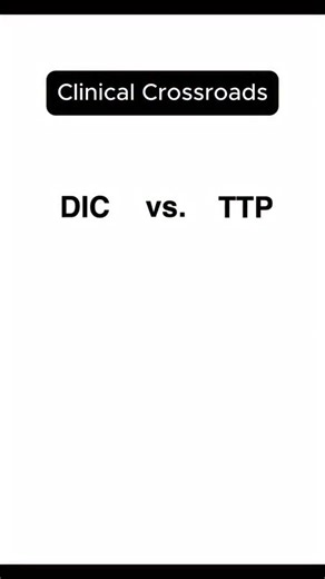 1.5K views | Clinical Crossroads part 1 - Disseminated intravascular coagulation (DIC) vs thrombotic thrombocytopenic purpura (TTP) explained. These conditions share lab findings but differ in mechanism and management. Watch to learn the key difference. Watch Sketchy to see the difference clearly and remember it when it counts. #hematology #coagulation #thrombocytopenia #explainer | Sketchy | Facebook