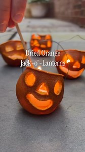 Summerween DIY: 🍊🎃 Give your summer a nostalgic twist with these mini Dried Orange Jack-o’-Lanterns. Perfect for that summer-meets-Halloween vibe. How to: 1. Cut the top off an orange and scoop out the insides. 2.Carve a face into one side, just like a pumpkin. 3.Place a ball of tinfoil inside to help hold the shape. 4.Bake at 200°F for about 3 hours, turning them upside down halfway through. 5.Remove the foil about 30 minutes before they’re done to dry the inside. 6.Add a wire handle and a ca