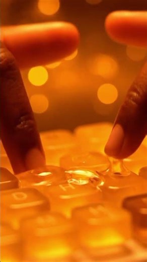 a hand typing on a honey keyboard #satisfying #relaxing #asmr