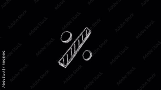 Per cent animated icon with chalk drawing effect. Video clip with alpha channel.