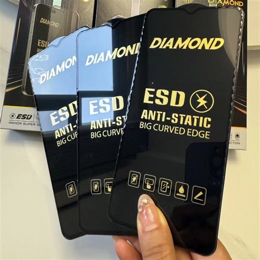 Diamond Cut Lace ESD Screen Protector for iPhone 17 Pro Max Anti Static Big Edge Tempered Glass for iPhone 11 12 13 14 15 16