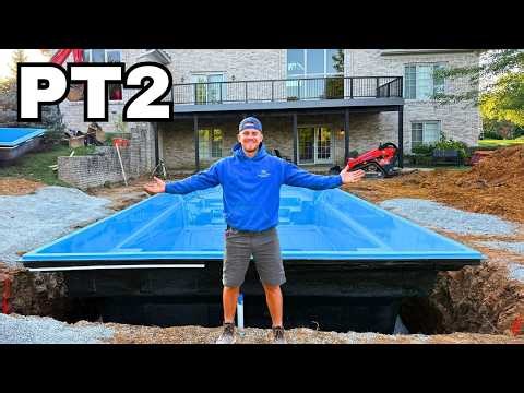 Pt2 How To Build A Fiberglass Pool Project | Setting & Leveling The Pool